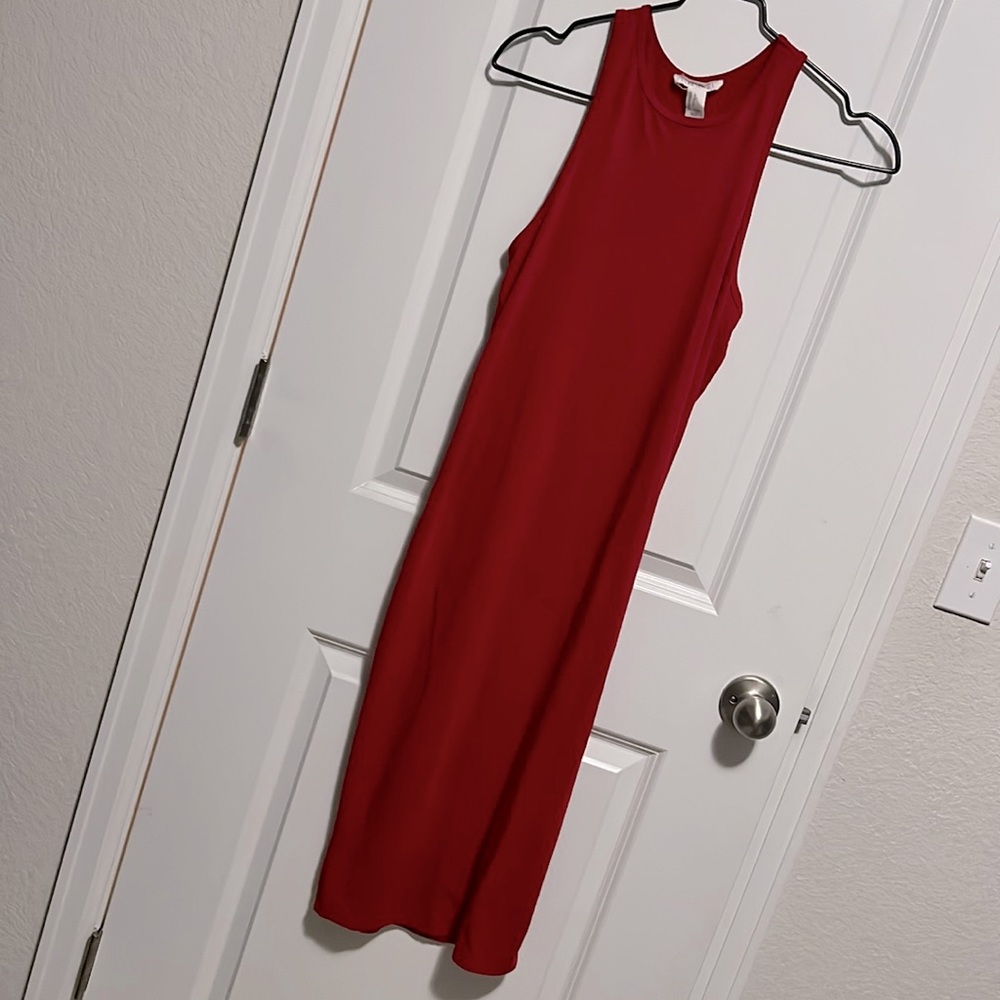 Halter / Tank Top Midi / Maxi Red BodyCon Dress